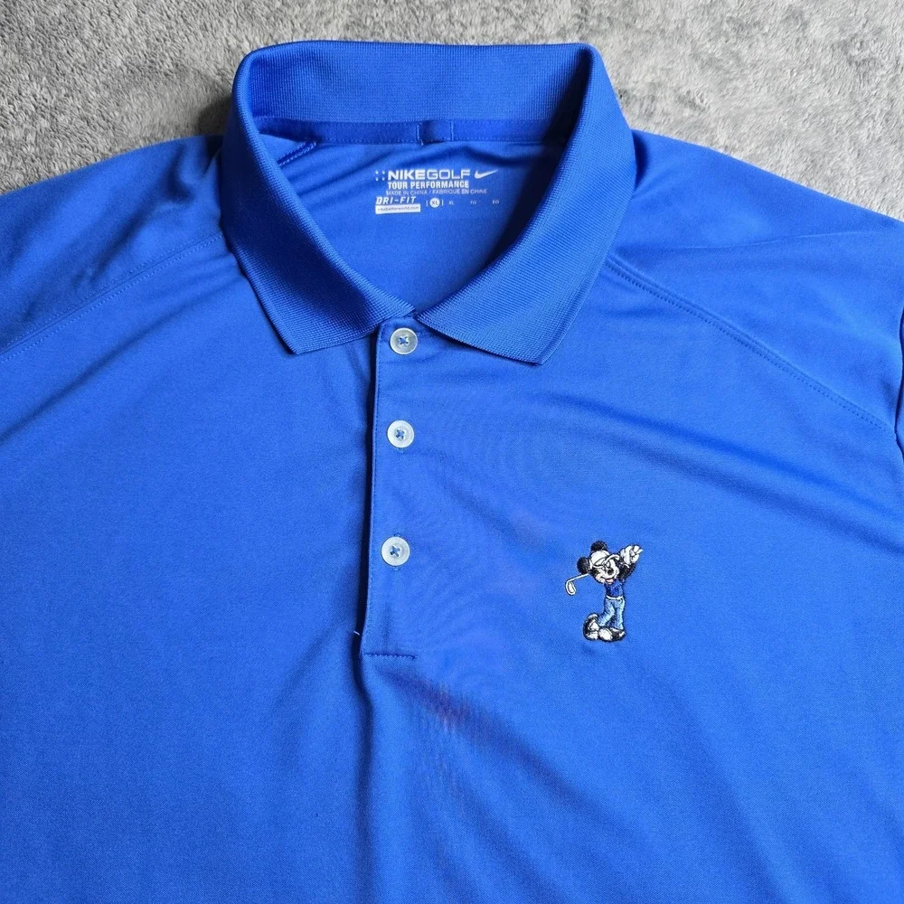 Nike Golf Tour Performance Polo Mens XL Blue Dri-Fit Disney Parks Mickey Mouse